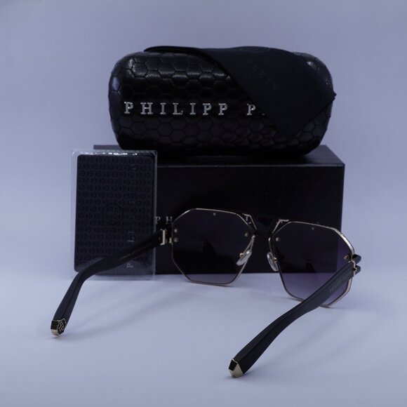 Philipp Plein SPP077M 0302 Aviator Sunglasses – Black/Gold/Grey - Picture 5 of 11
